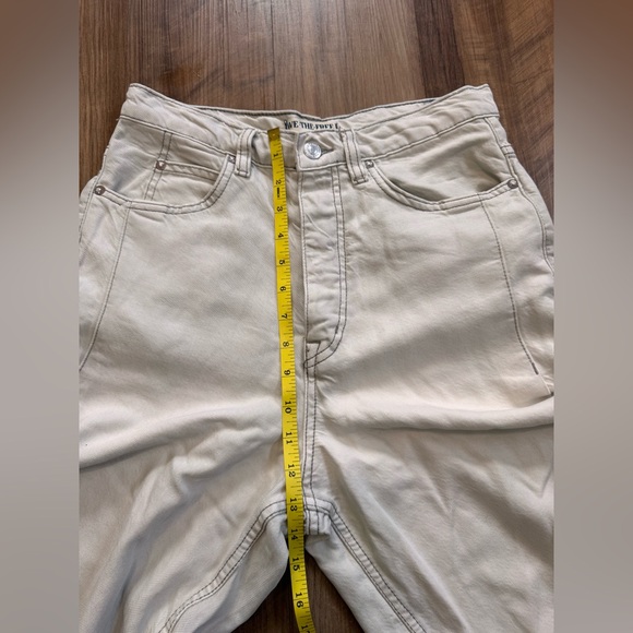 Free People We The Free Old West Slouchy Wide Leg Soft Jeans, Cream, size 27 - Picture 5 of 16